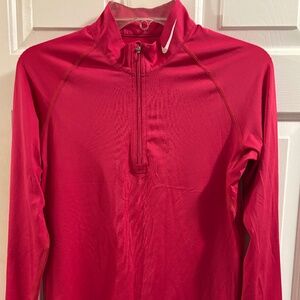 Nike Pro Dri-Fit Pink 1/4 Zip High Collar Thumb Hole Top Size M